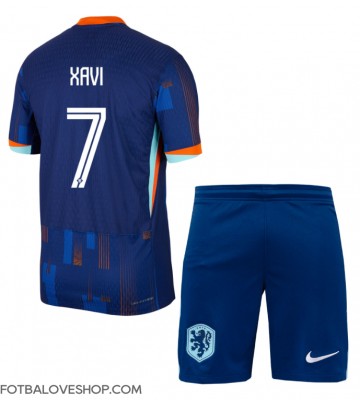 Holandsko Xavi Simons #7 Dětské Venkovní Dres ME 2024 Krátký Rukáv (+ trenýrky)